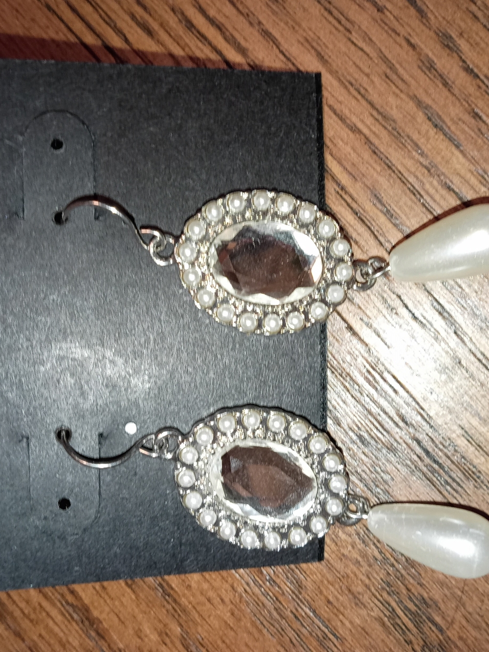 Pearl Drop Crystal Halo Dangle Earrings - White